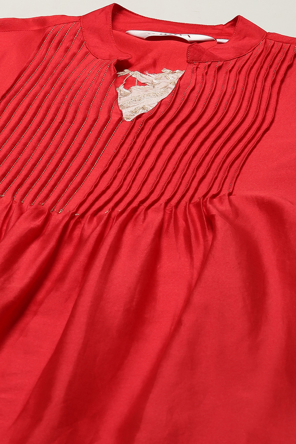 Red Chanderi Straight Kurta Suit Set image number 1