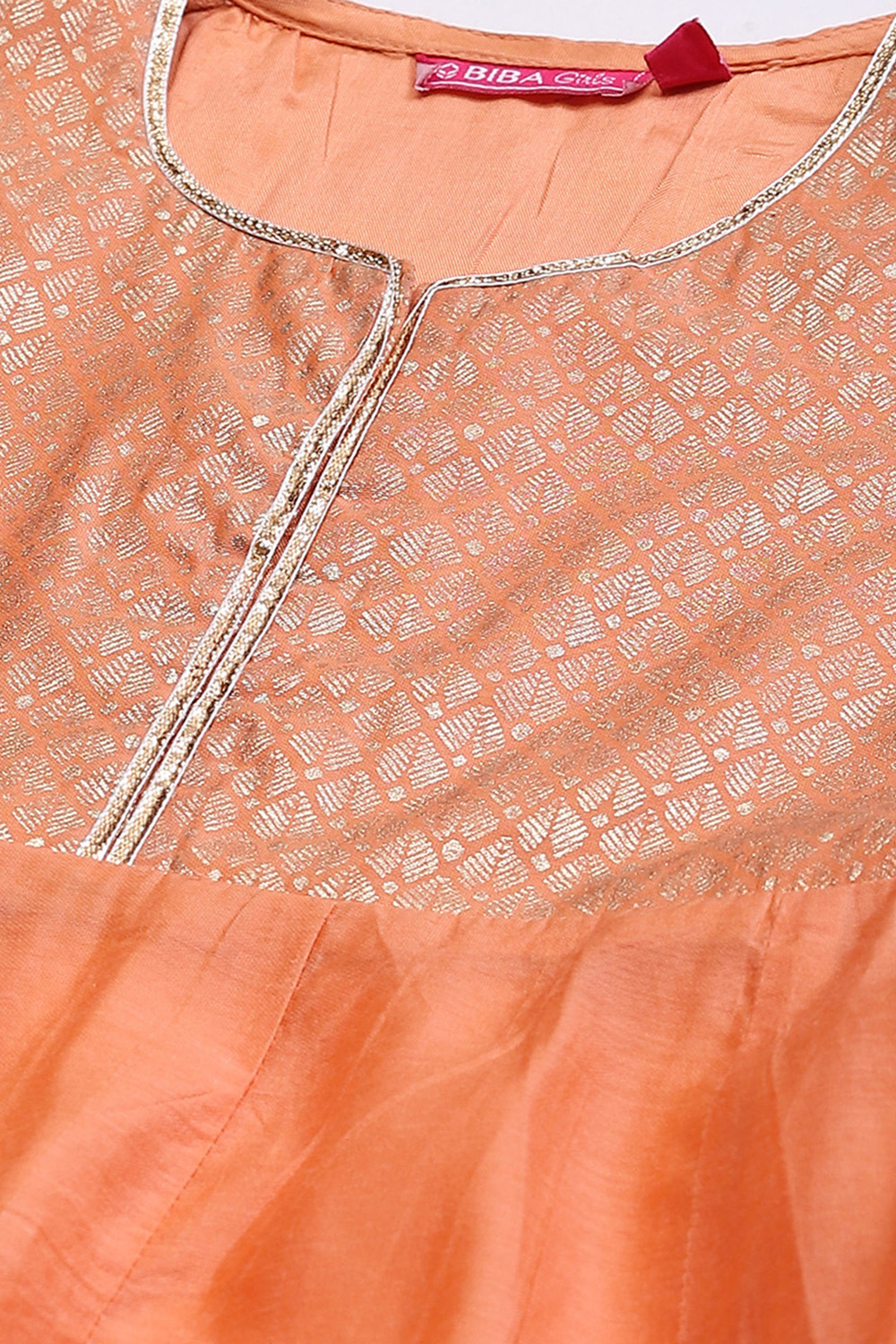 Orange Art Silk Straight Printed Kurta Set image number 1