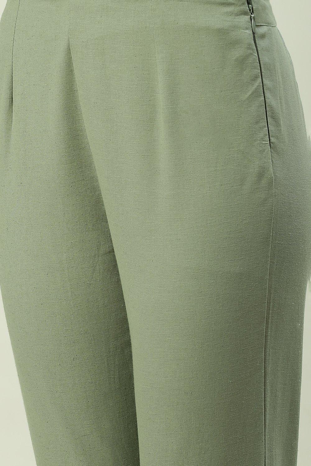 Green Bay Cotton Blend Solid Pants image number 1