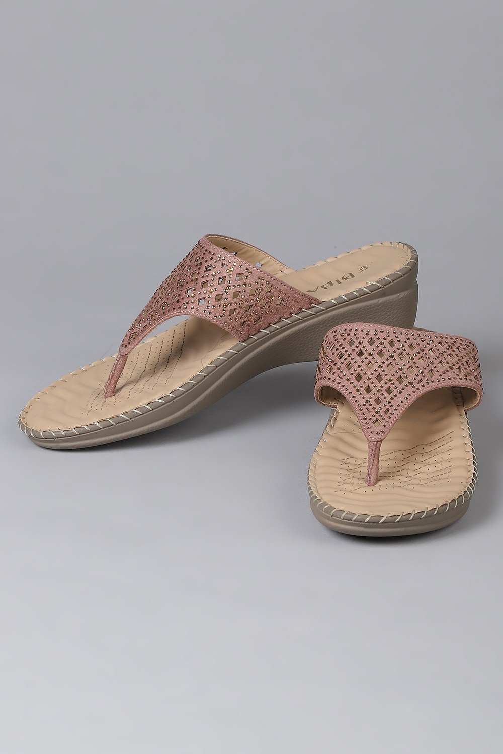 Nude Synthetic Suede Sandals image number 0
