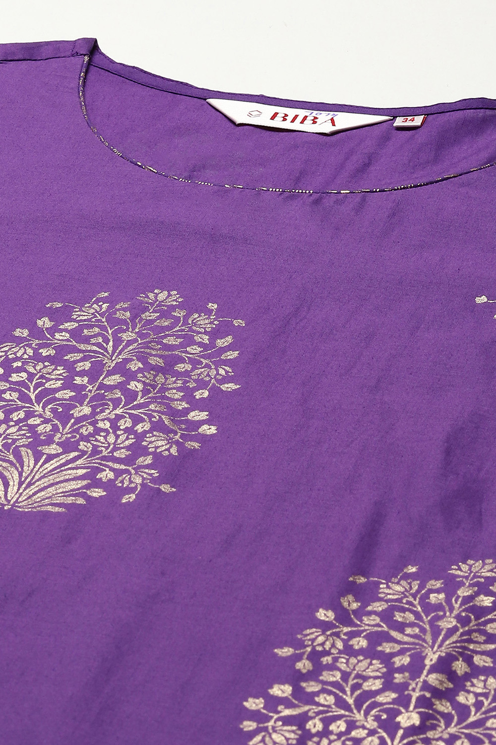 Purple Cotton Straight Printed Kurta Capri Suit Set image number 1