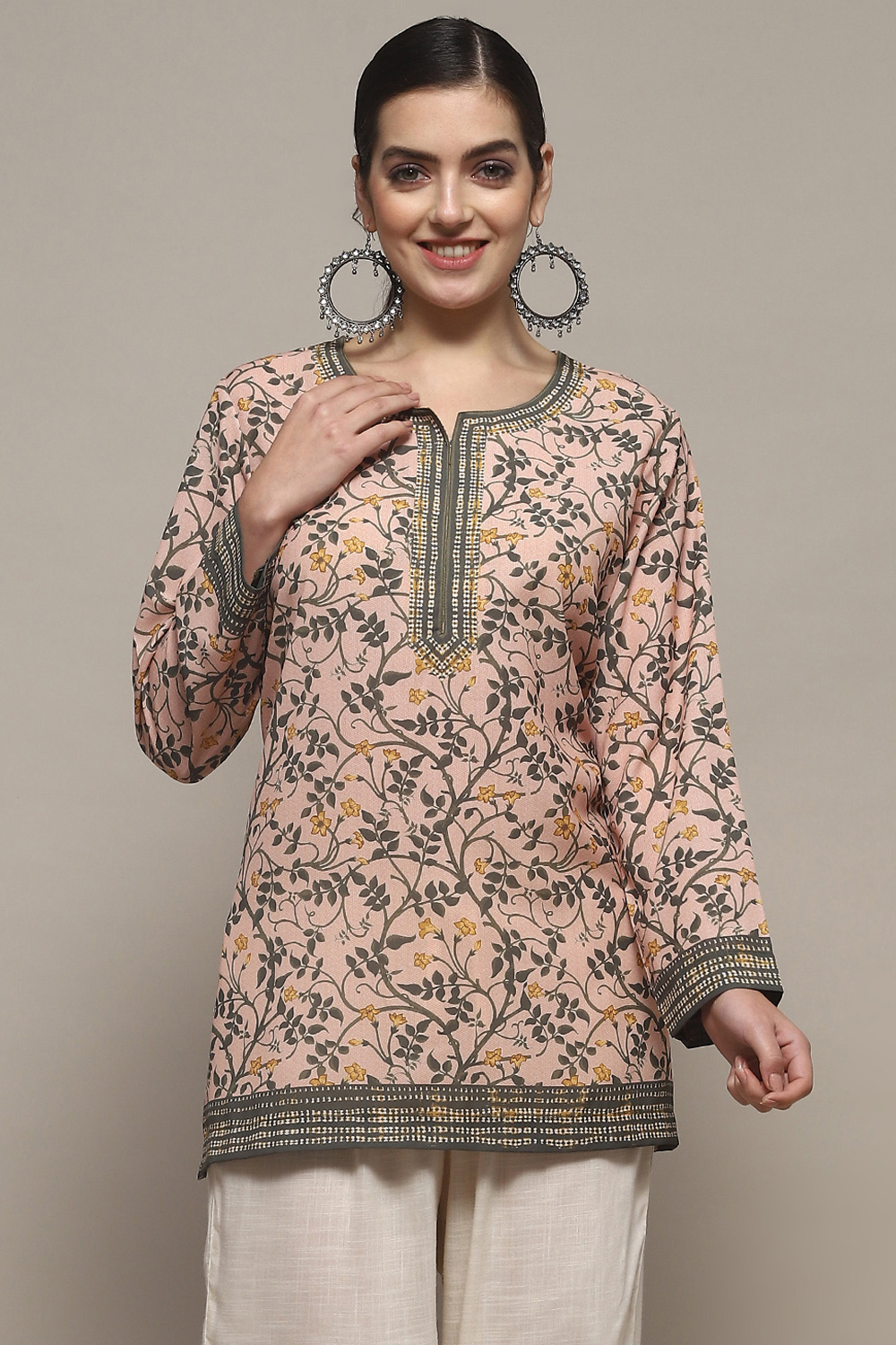Blue Polyester Straight Kurti image number 2