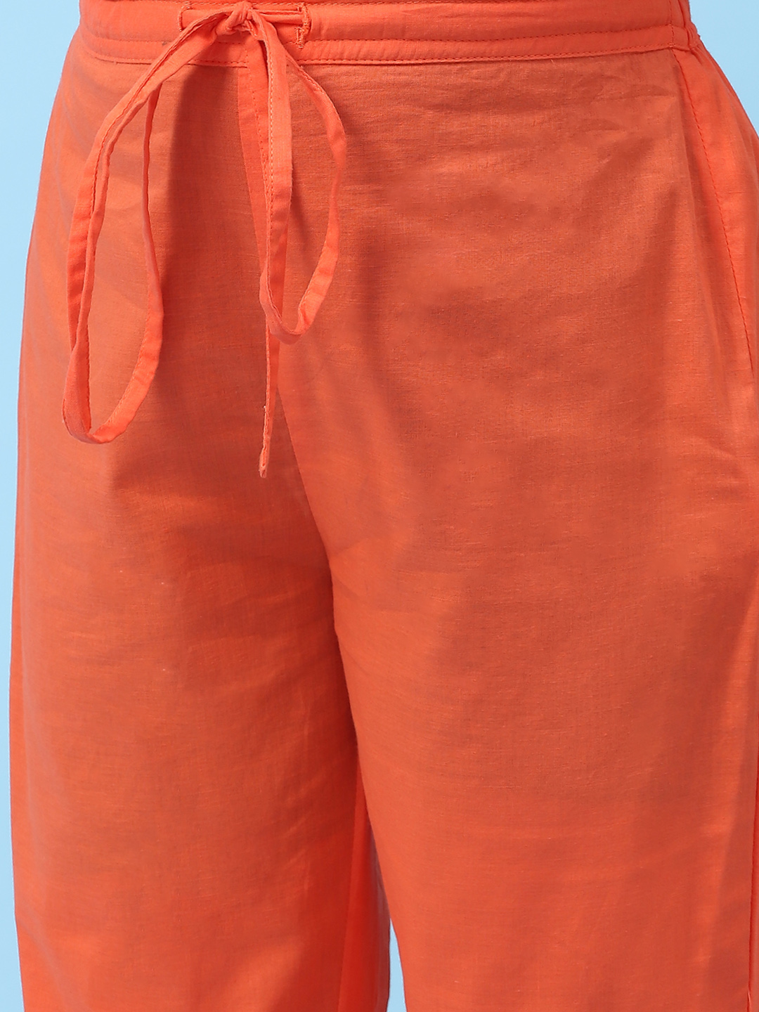Orange Art Silk Straight Kurta Regular Pants Suit Set image number 2