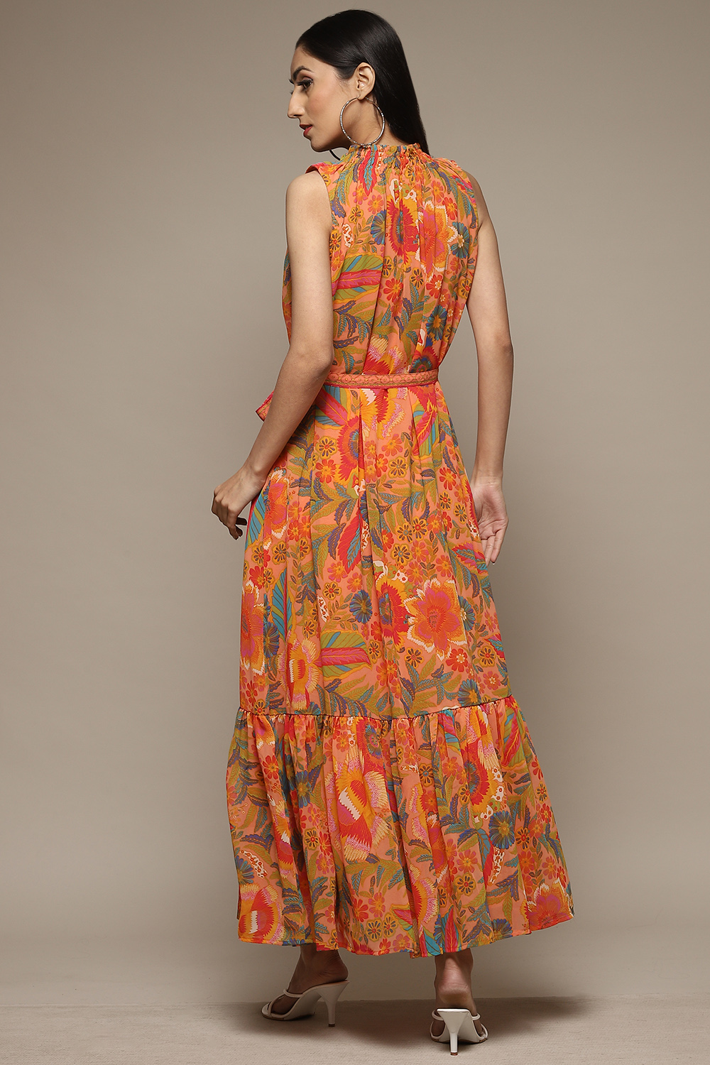 Multi-coloured Cotton Blend Tiered Dress image number 2