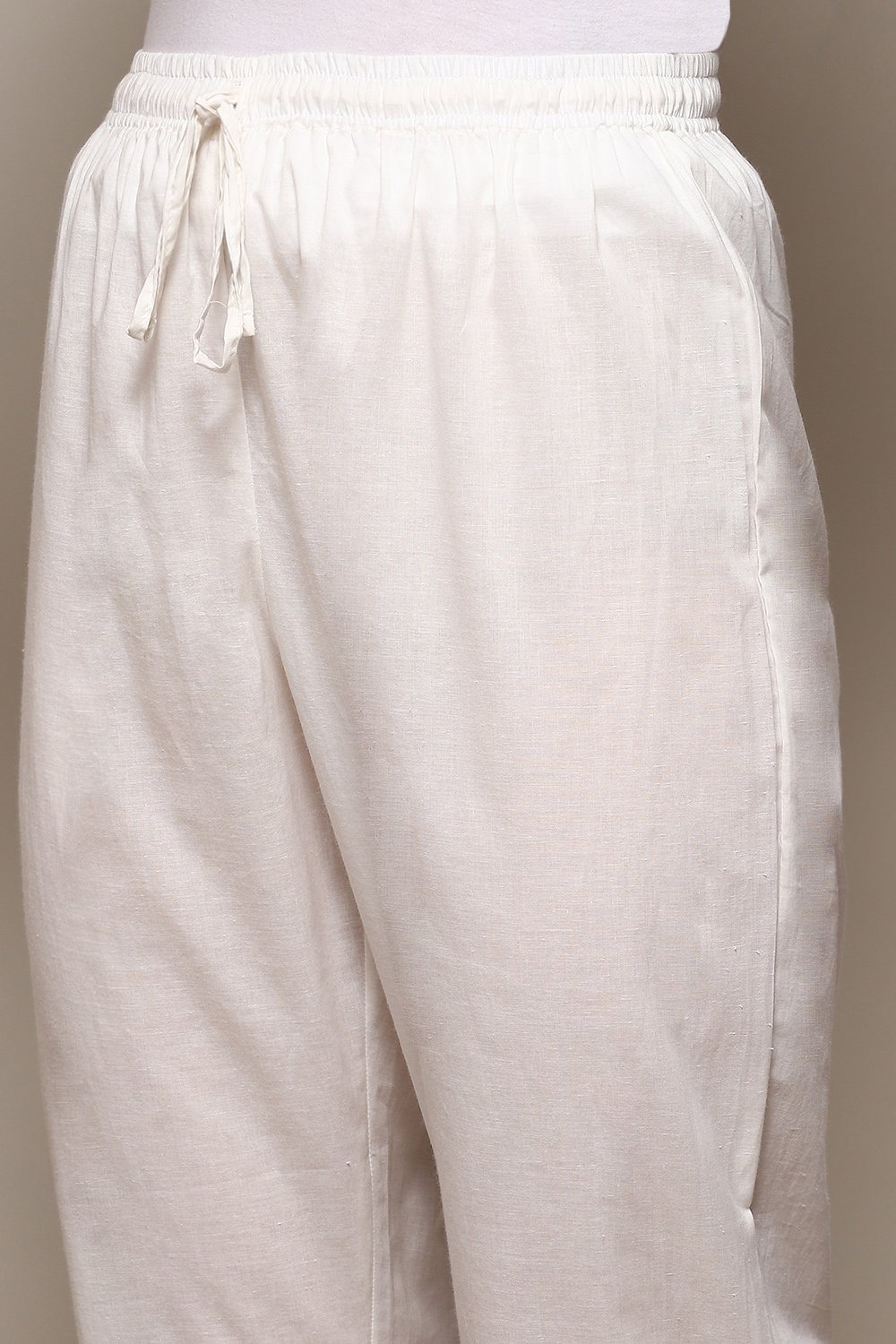 White Regular Cotton Pants image number 1