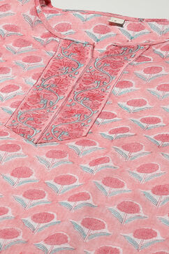 Pink Cotton Blend Unstitched Suit set image number 2