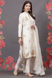 Rohit Bal Off White Cotton Silk Straight Yarndyed Suit Set