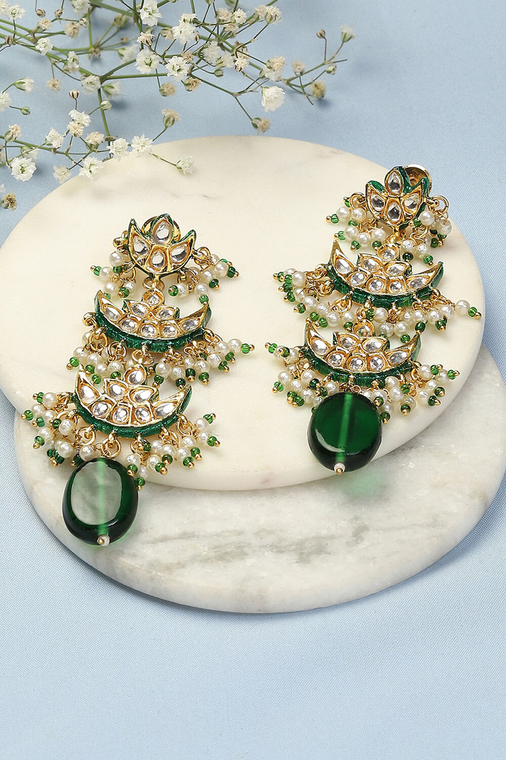 Green Brass Earrings image number 0