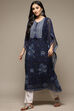 Indigo LIVA Blend Straight Printed Kurta