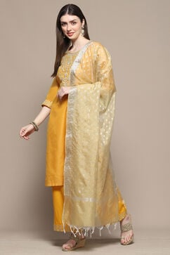Mustard Polyester Straight Suit Set image number 4