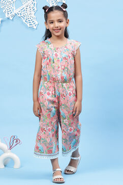 Peach Cotton Straight Jumpsuit image number 0