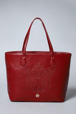 Maroon Pu Leather Tote Bag image number 1