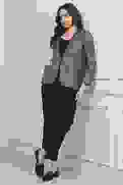 Grey Poly Viscose Straight Printed Jacket image number 0