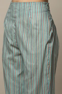 Sap Green Cotton Gathered Kurta Pants Suit Set image number 3
