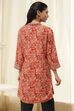 Rust Printed Straight Short Kurta image number 3