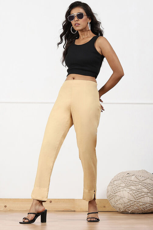 White Viscose Lycra Solid Pant image number 0