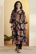 Grey Poly Viscose Floral  A-Line Kurta image number 5
