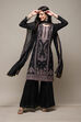 Black Chinon Printed Unstitched Suit Set image number 1