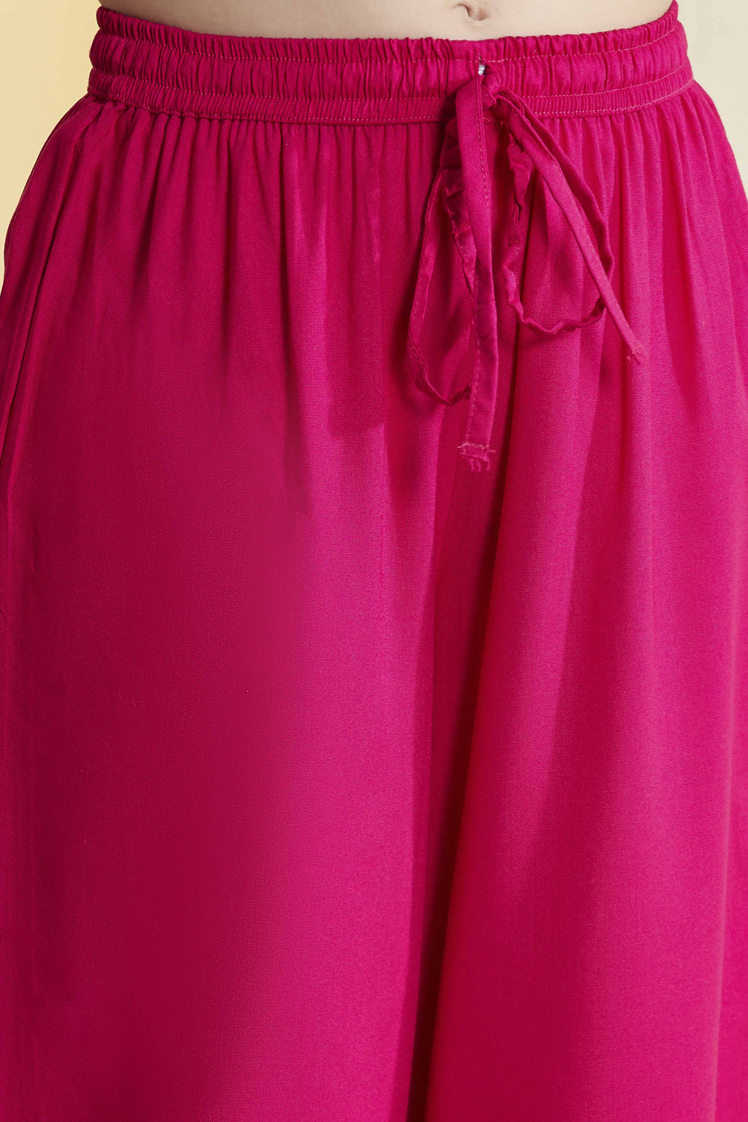 Pink Printed Tiered Cotton Kurta Set image number 2