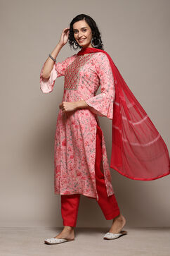 Pink Modal Machine Embroidered Unstitched Suit Set image number 6