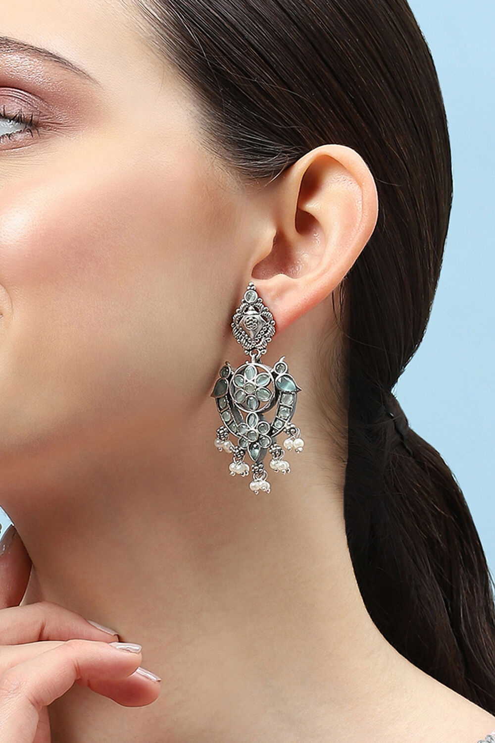 Mint Green Brass earrings image number 1