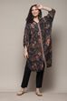 Black Printed High-Low Relaxed Fit Kurta image number 0