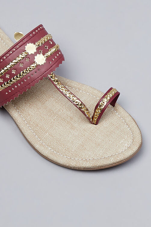 Maroon Kohlapuri Sandal image number 3