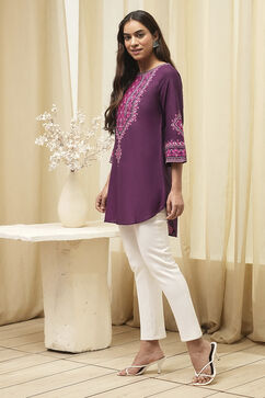 Purple Straight Short Kurta image number 2