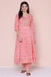 Pink Cotton High Slit Printed Kurta image number 4