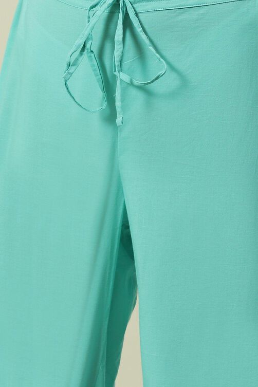 Blue Printed Straight Kurta Regular Pant Suit Set image number 2