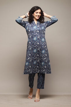 Indigo Poly Spendex Straight Printed 2 Piece Set image number 6
