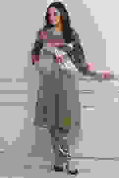 Mint Green Blended Straight Printed Kurta Pants Set image number 0