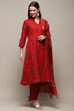 Orange Cotton Unstitched Suit set image number 7