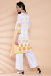 White And Coral Cotton A-Line Printed Kurta image number 6