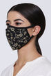 Black Cotton Embroidered Face Mask image number 2