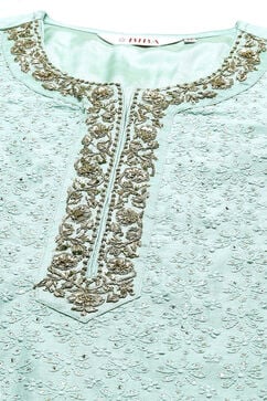 Mint Green Cotton Silk Straight Kurta Palazzo Suit Set image number 1