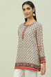 Off White Art Silk Straight Printed Kurti image number 2