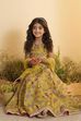 Mustard Yellow Floral Flared Lehenga Set image number 0