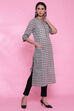 Charcoal Black Cotton Printed Kurta image number 3