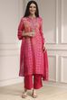 Turquoise Printed Straight Suit Set image number 6