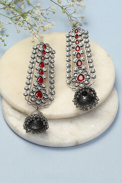 Oxidised Red Brass Earrings image number 0