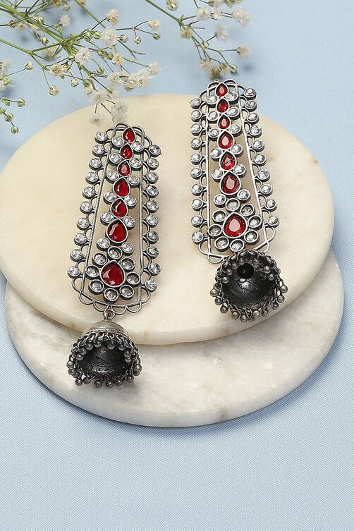 Oxidised Red Brass Earrings image number 0