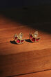 Red & Gold Toned Brass Crescent Motif Stud Earrings image number 0