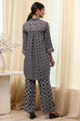 Black Printed Shirt-Style Straight Co-ord Set image number 5