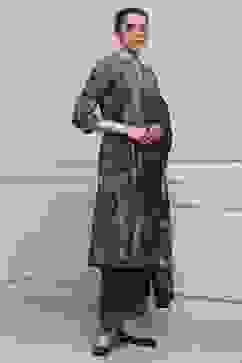 Bottle Green Velvet Printed Straight Winter Suit Set image number 5