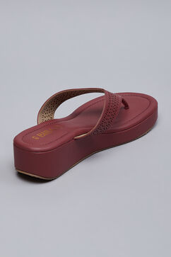 Maroon Synthetic Wedges image number 5