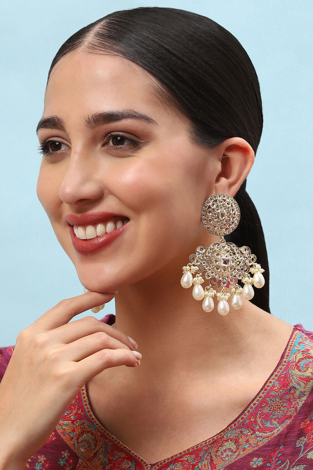 White Brass Earrings image number 1