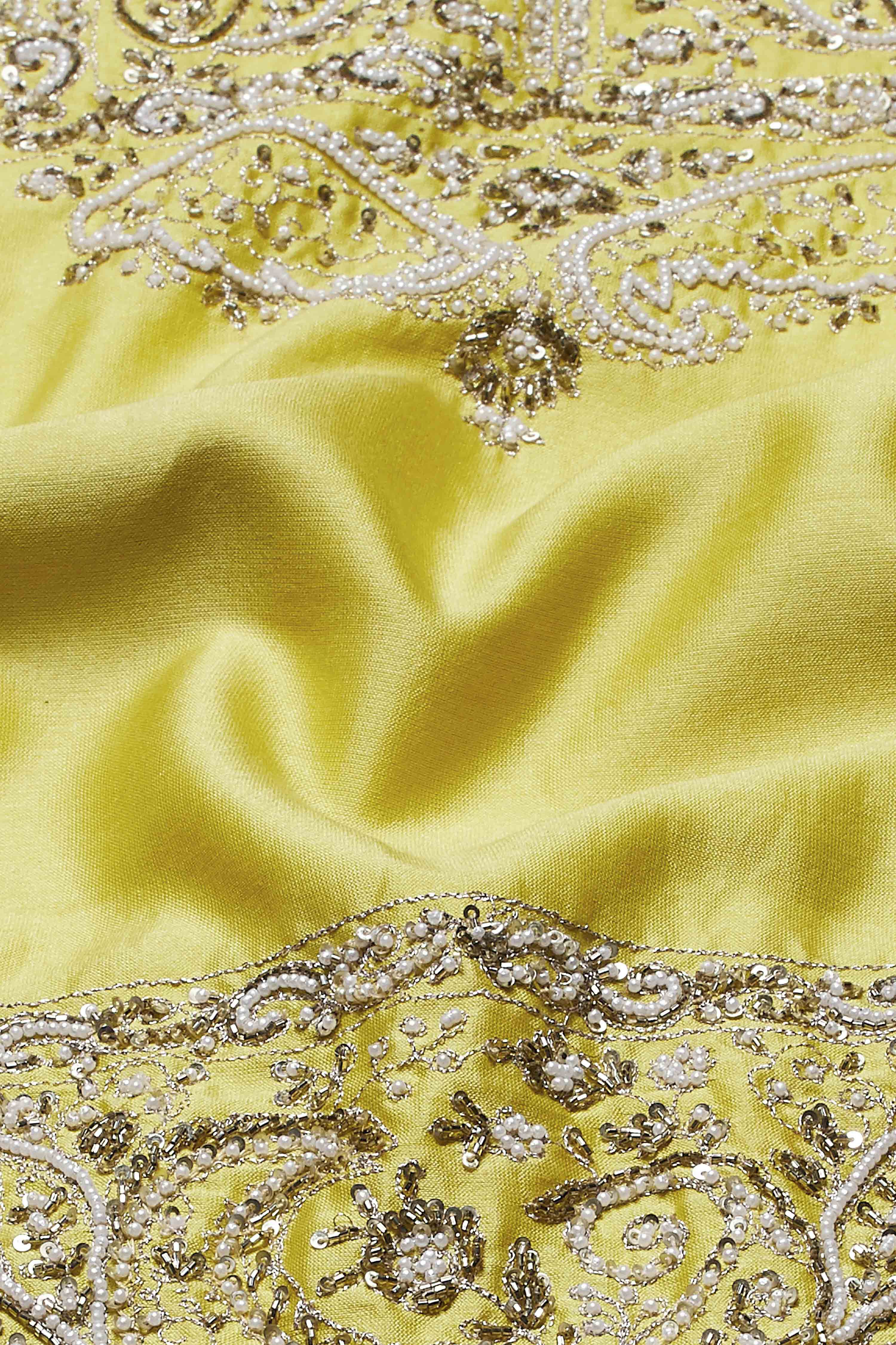 Lime Green Cotton Silk Embroidery Suit Set image number 3