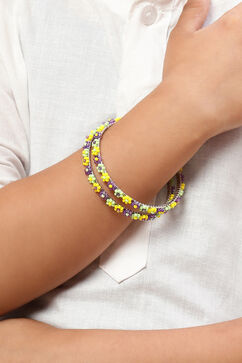Purple Yellow Green Metal & Beads Kids Bangles image number 3