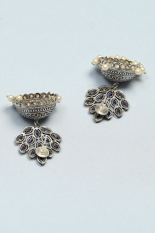 Oxidised Dark Blue Earrings image number 2